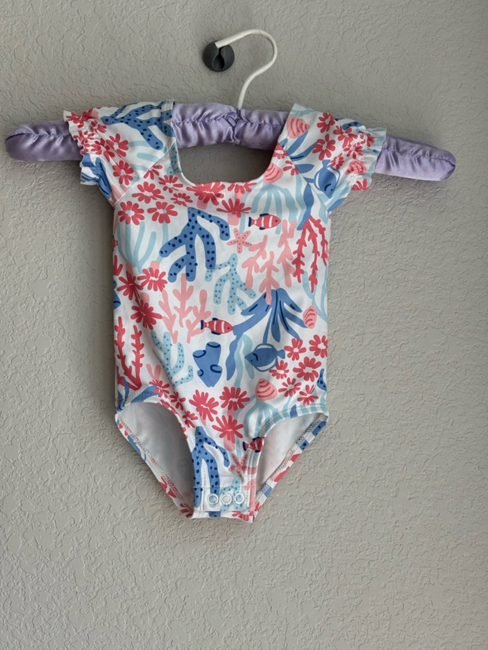Girl's One-Piece Swimsuit with Coral Reef Print